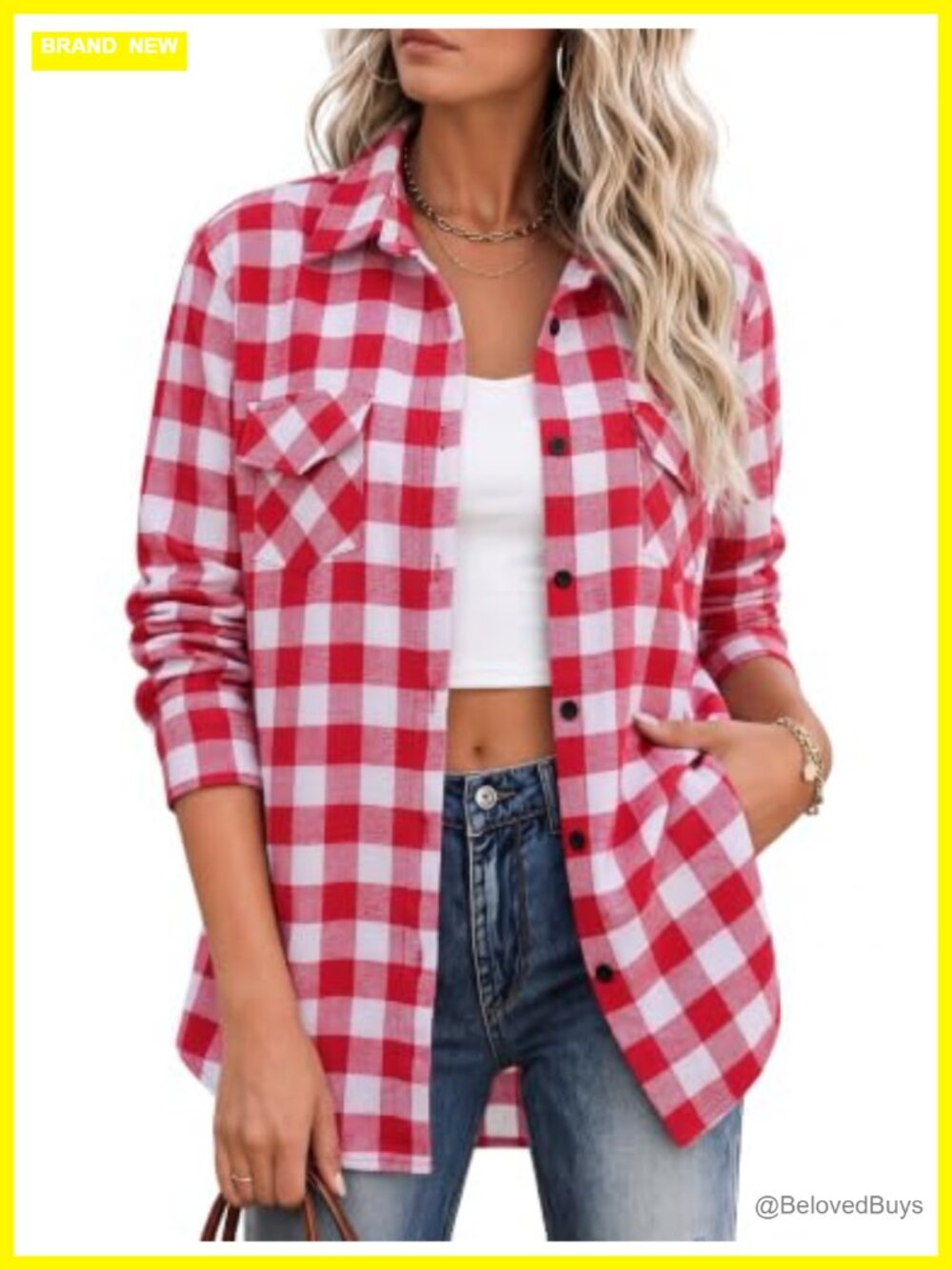 Zeagoo Women's Plaid Button Down Shirt Long Sleeve Flannel Shacket